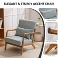 thumbnail image 7 of Mid Century Modern Accent Chair, Arm Chair Living Room Chairs with Lumbar Pillow Upholstered Lounge Reading Chair with Solid Wood Frame & Corduroy Fabrics for Living Room Bedroom (Greyish Blue), 7 of 7