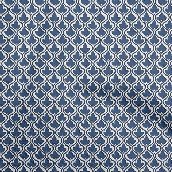 oneOone Cotton Silk Blue Fabric Ogee Sewing Fabric By The Yard Printed Diy Clothing Sewing Supplies 42 Inch Wide