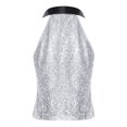 thumbnail image 2 of TTAO Womens Sequins Suit Vest Lapel Sleeveless Glitter Sparkly Dressy Waistcoat for Rave Dance Party Silver L, 2 of 7