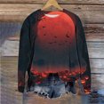 thumbnail image 3 of Uootdi Halloween Sweatshirts for Women Crew Neck Red Moon Bat Pumpkin Graphic Womens Sweatshirt Oversized Fit Holiday Night Soft Womens Tops Gift, 3 of 5
