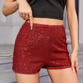 thumbnail image 2 of WAYUTE Women's Shorts High Waist Casual Shorts Hot Pants High Elastic Sequins Bar Performance Clothing Shorts, 2 of 9