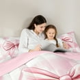 thumbnail image 6 of Homewish Lovely Bow Knot Queen Comforter Set,Cartoon Bowtie Ribbon Bedding Sets,Pink White Ombre Bedding Comforter Set For Girl Kids,Microfiber Bedroom Decor Reversible,3pcs, 6 of 9
