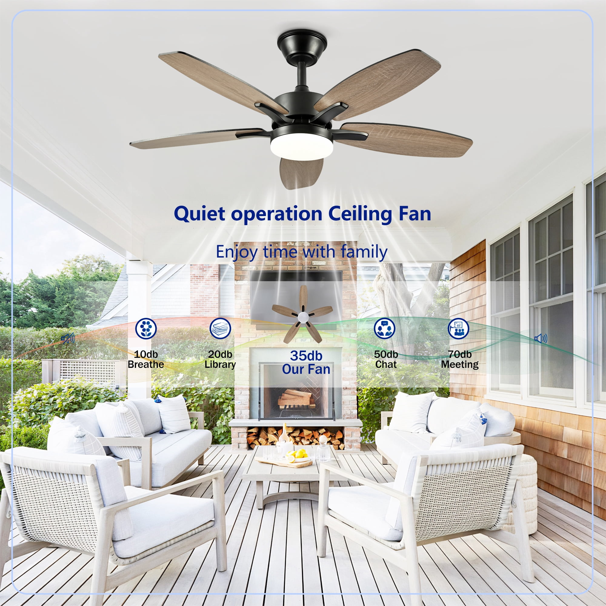 Leumius 48" Ceiling Fan with Lights and Remote Control,Quiet DC Motor Ceiling Fans 6 Speed Levels,Reversible Ceiling Fan for Patio Living Room Bedroom Office