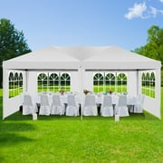 SANOPY 10 x 20 EZ Pop Up Canopy Tent Party Tent Outdoor Event Instant Tent Gazebo with 6 Removable Sidewalls and Carry Bag, Gray