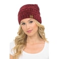 thumbnail image 5 of C.C Hat-30 Slouchy Thick Warm Cap Hat Skully Color Cable Knit Beanie Chenille Burgundy, 5 of 5