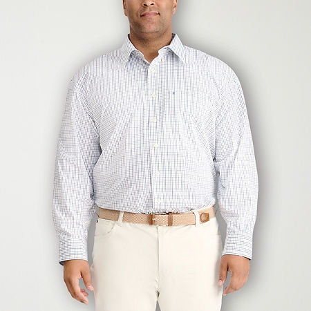 IZOD Performance Comfort Big and Tall Mens Classic Fit Long Sleeve Plaid Button-Down Shirt, 3x-large Tall, Green