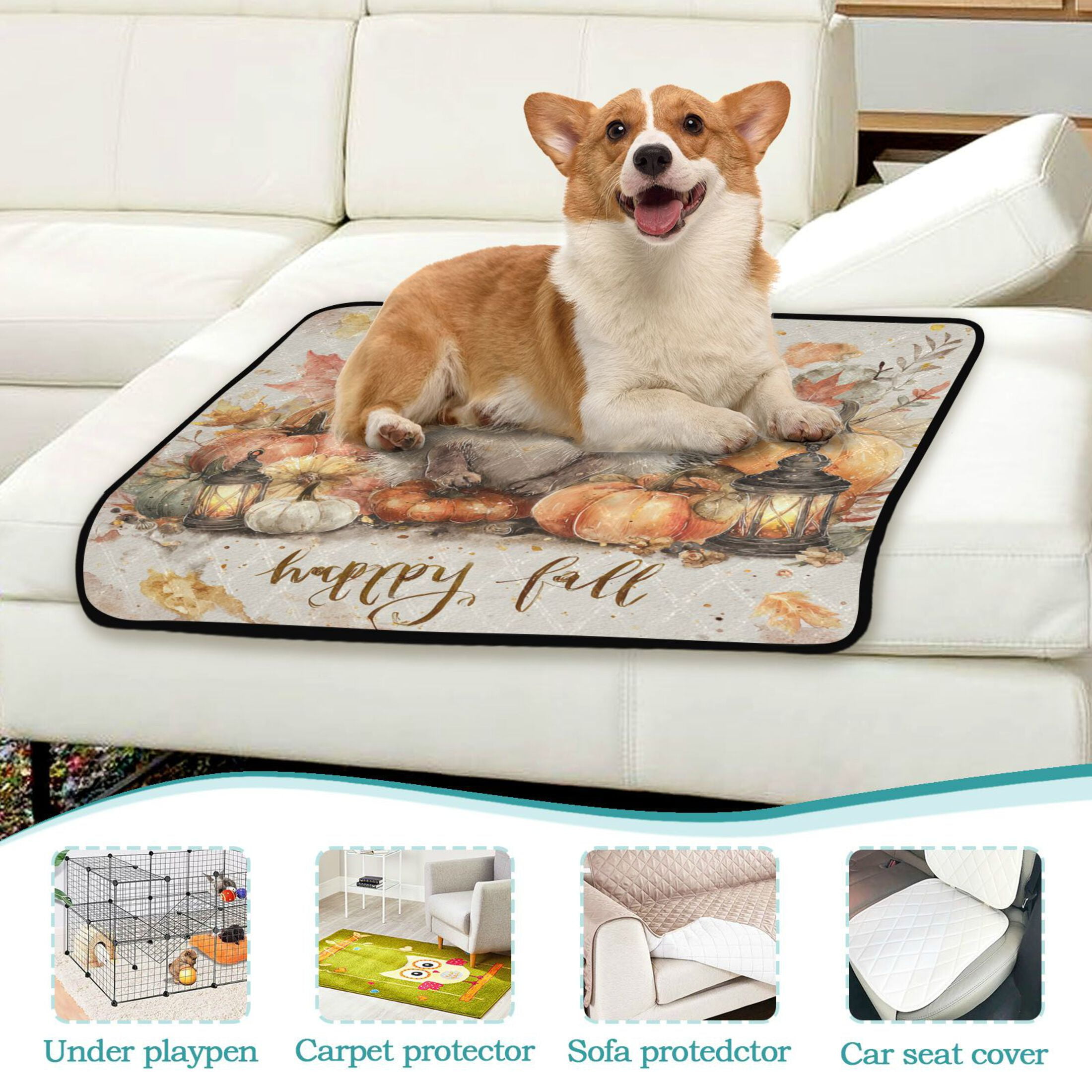 Qxltty Cute Hedgehog Cat litter Pads Pet Set of 2 Diaper Mats Center Anti-leakage Layer Absorbent Soft and Comfortable