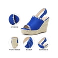 thumbnail image 4 of BLISSFUL STEP Women's Ankle Strap Platform Heels Espadrille Wedge Heel Sandals Deep Blue (Size 8.5), 4 of 7