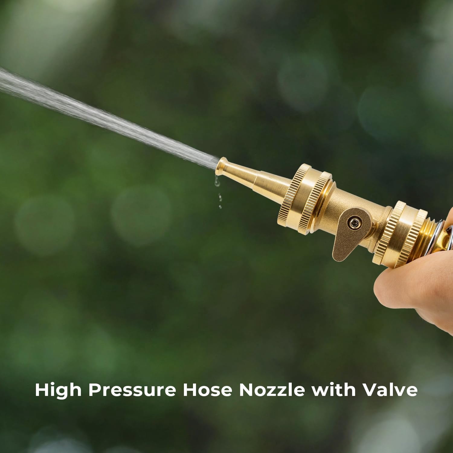 FANHAO Brass Hose Nozzle, 3/4 in GHT High Pressure Garden Water Hose Jet Nozzle with Shut Off Valve for Outdoor Garden,Car Wash, 2 Set