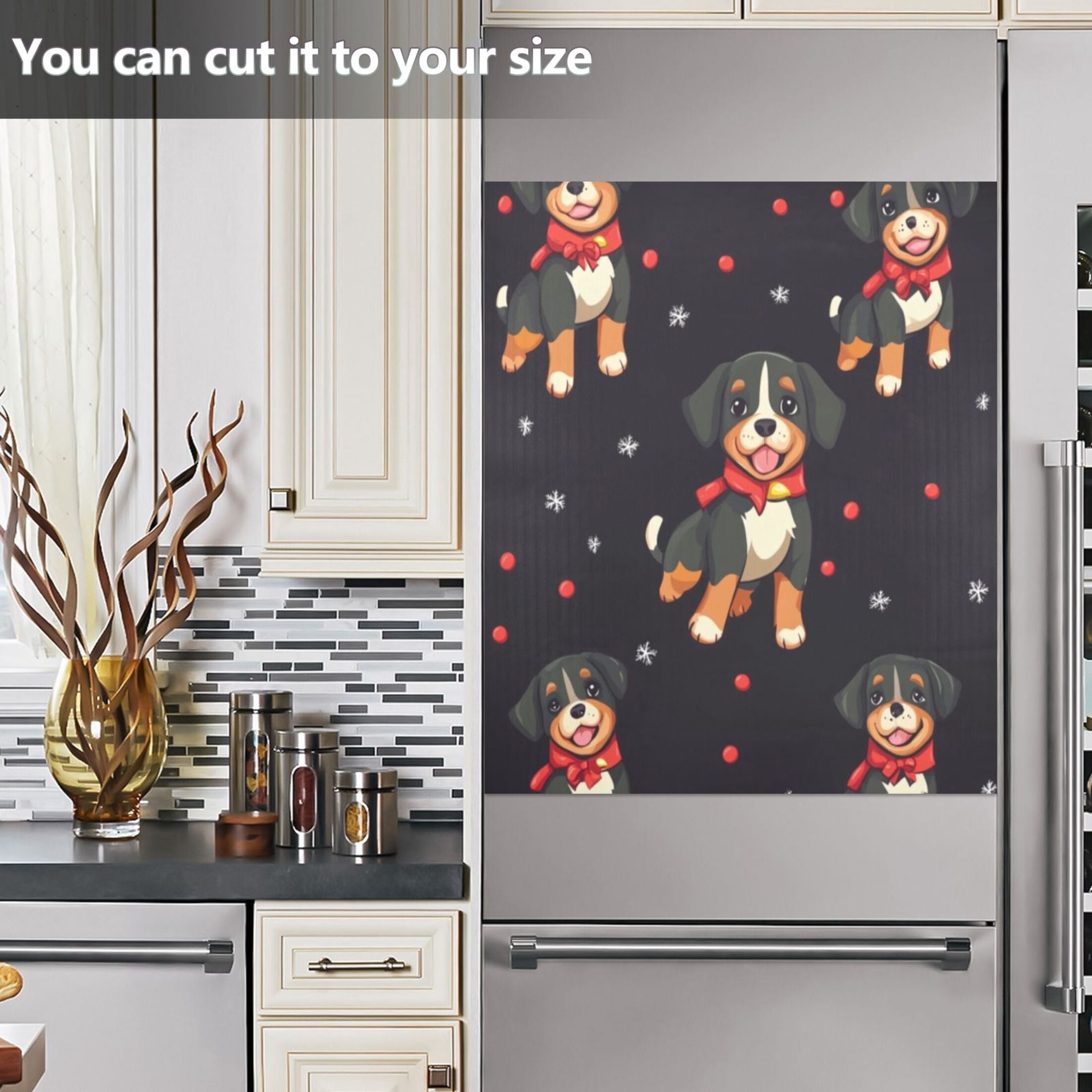 Dishwasher Magnetic Sticker 23x26 Inch Refrigerator Magnetic Sticker Washing Machine Magnetic Sticker Kitchen Panel Magnetic Sticker Home Decor Little Black Christmas Dog