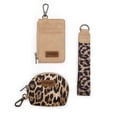 thumbnail image 5 of Wrangler Women's Western Dual Pouch Wristlet Wallet - Embroidered Boot Scroll Design with Zippered Card Holder, Leopard-Tan, 5 of 7