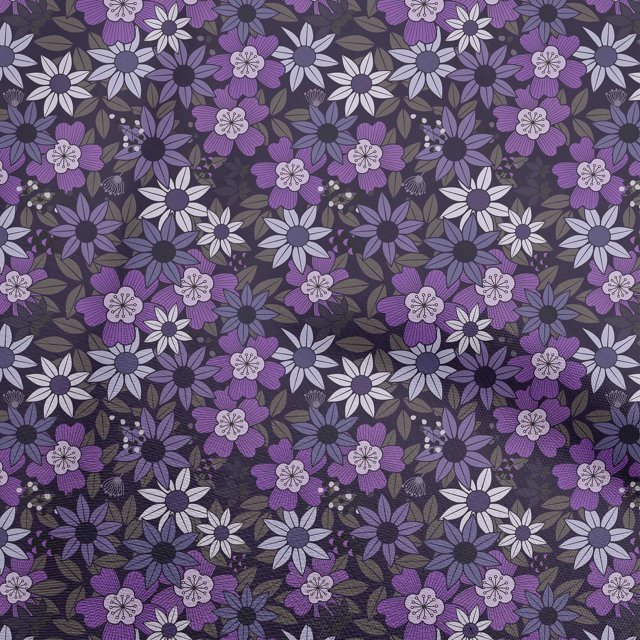 oneOone Coton Flex Moyen Violet Tissu Floral Rétro Robe Tissu Tissu Imprimé par la Cour 40 Pouces de Large
