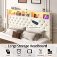 thumbnail image 3 of Blotout King LED Upholstered Bed Frame with Storage Wingback Headboard, Velvet Diamond Button Tufted Bed Frame USB & Type-C Ports and Side Pockets, Wood Slats Support, No Box Spring Needed, 3 of 10