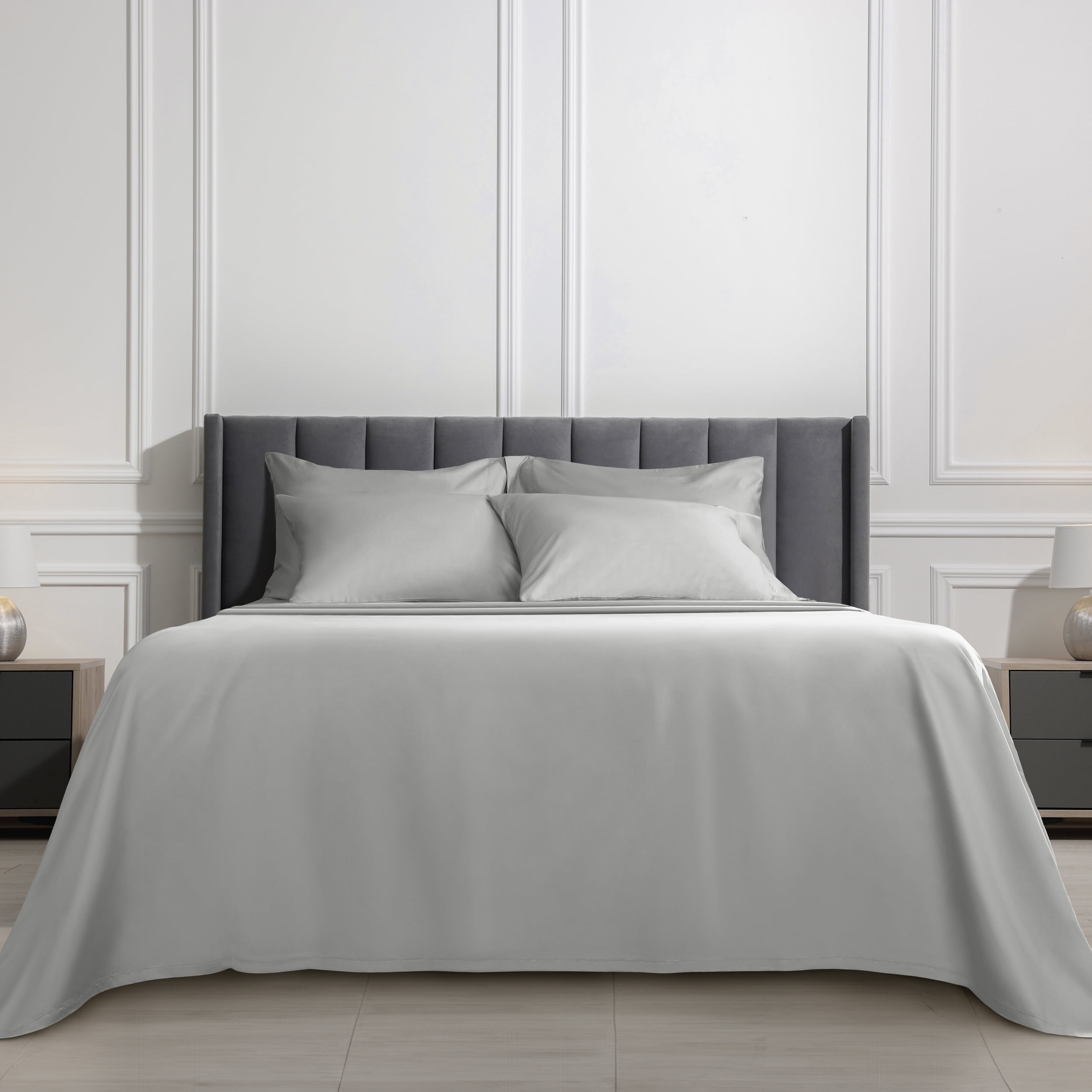 Serta 6-Piece 800 Thread Count Gray Cotton Rich Adult Bed Sheet Set, Queen - Deep Pocket