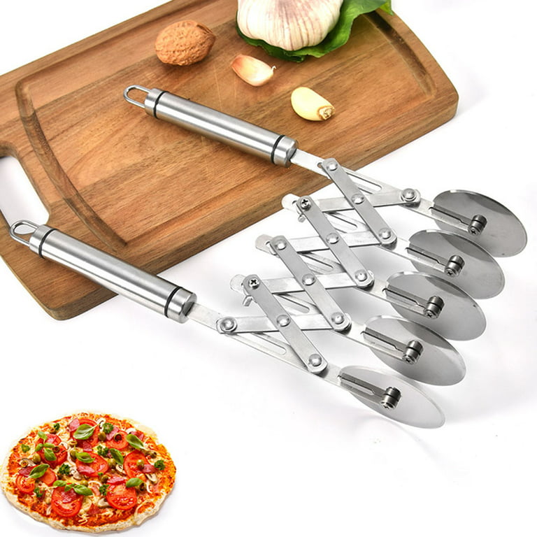 5 Wheel Pastry Cutter Stainless Pizza Slicer Multi-Round Dough Cutter  Roller Cookie Pastry Knife Divider with Handle