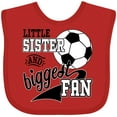 thumbnail image 3 of Inktastic Little Sister and Biggest Fan Soccer Player Girls Baby Bib, 3 of 4