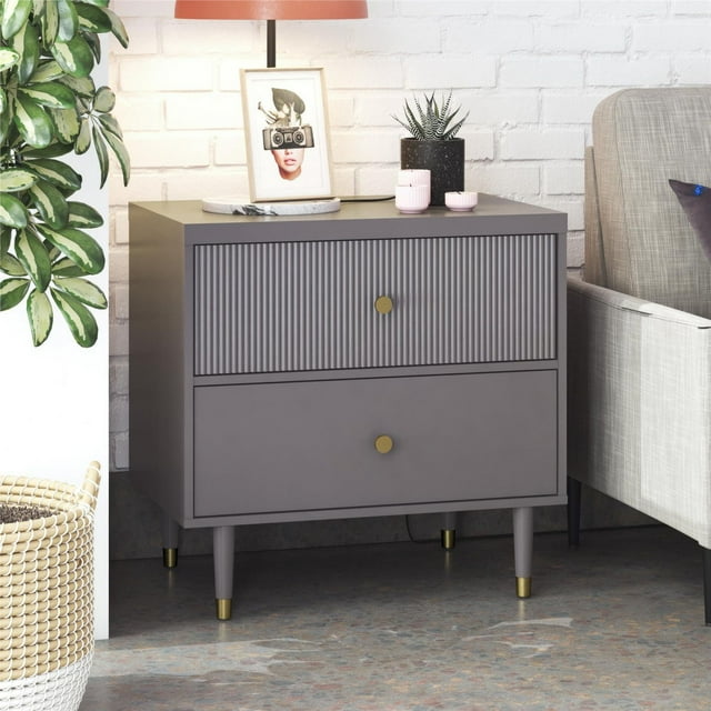 CosmoLiving by Cosmopolitan Elizabeth Nightstand, Graphite Gray