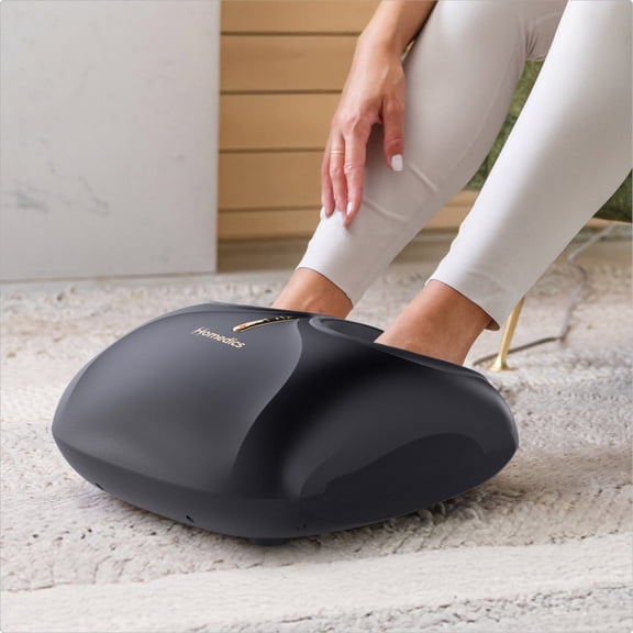 Homedics Shiatsu Air Foot Massager with Heat, Deep Kneading Massage, Air Compression, 3 Intensity, Hot & Cold