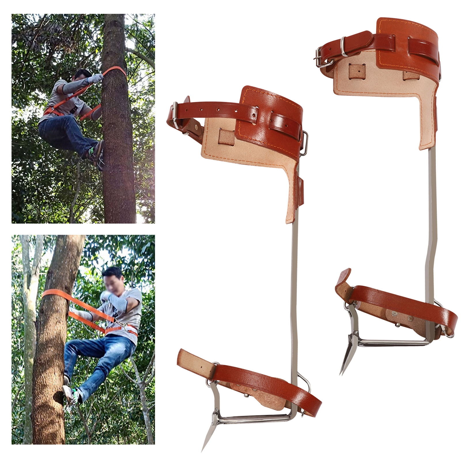 Wuzstar 1 Pair Climbing Tree Spikes Adjustable Portable Tree-climbing 