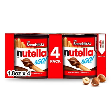 Nutella & GO! 4 Pack, Hazelnut and Cocoa Spread with Breadsticks, Snack Cups, 1.8 oz Each