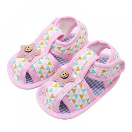 

Star Button Baby Shoes Stitching Cotton Toddler Sandals Anti-slip Cozy Prewalkers 0-18 Months