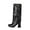 Black, variant on Rokment Womens Slouchy Wide Calf Fold over Knee High Boots Winter Fall Fashion Square Toe Chunky Heel Mid Calf Foldover Tall Boots