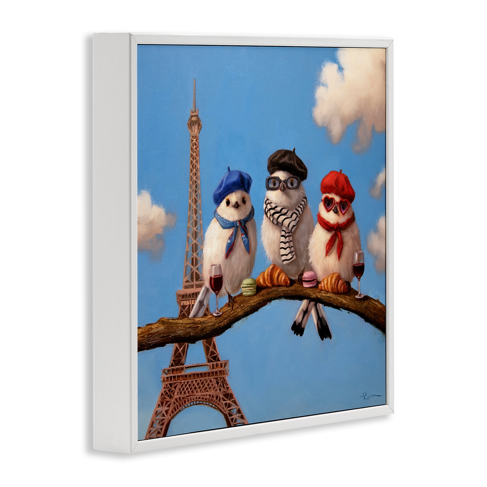 Stupell Industries Parisian Chic Birds in Paris White Framed Giclee Art, design by Lucia Heffernan