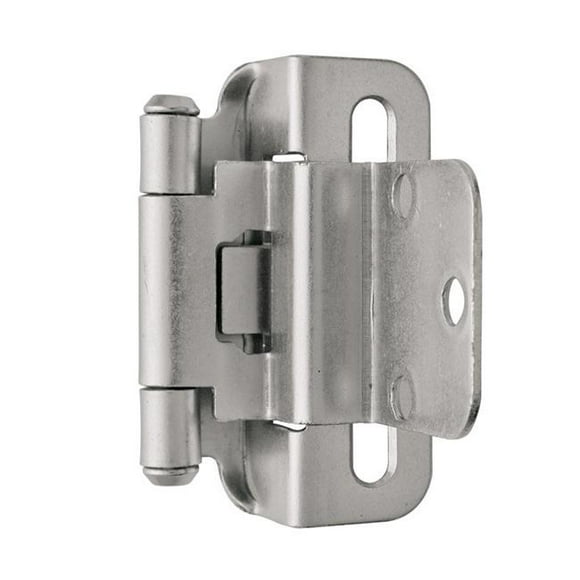 Amerock | Cabinet Hinge | 3/8 inch (10 mm) Inset Hinge | Satin Nickel | 2 Pack | Self-Closing Hinge | Partial Wrap Hinge | Cabinet Door Hinge