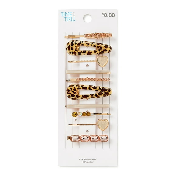 Time and Tru Women's Multi-Color Hair Clip Set, 10-Pack, Black