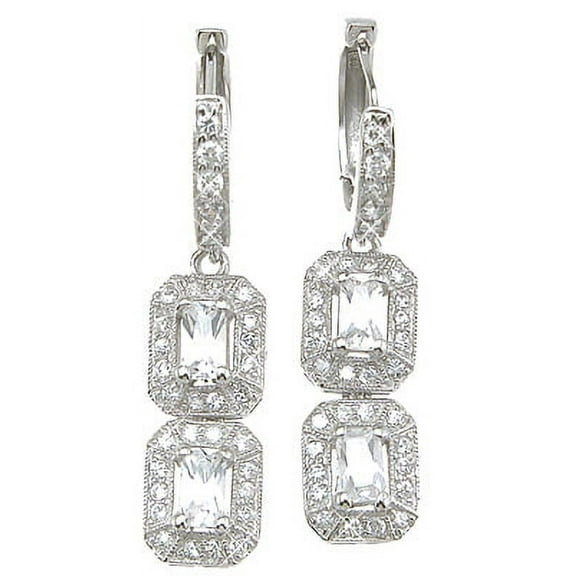 925 Sterling Silver Earrings Hypoallergenic Makes a Unique Wife Birthday Gift, Emerald Cut Antique Style Sterling Silver Earrings