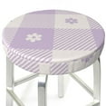 thumbnail image 3 of Bingfone12 Inch Padded Round Bar Stool Cover Cushion With Elastic Fabric Round Chair Seat - Floral Purple Buffalo Plaid, 3 of 7