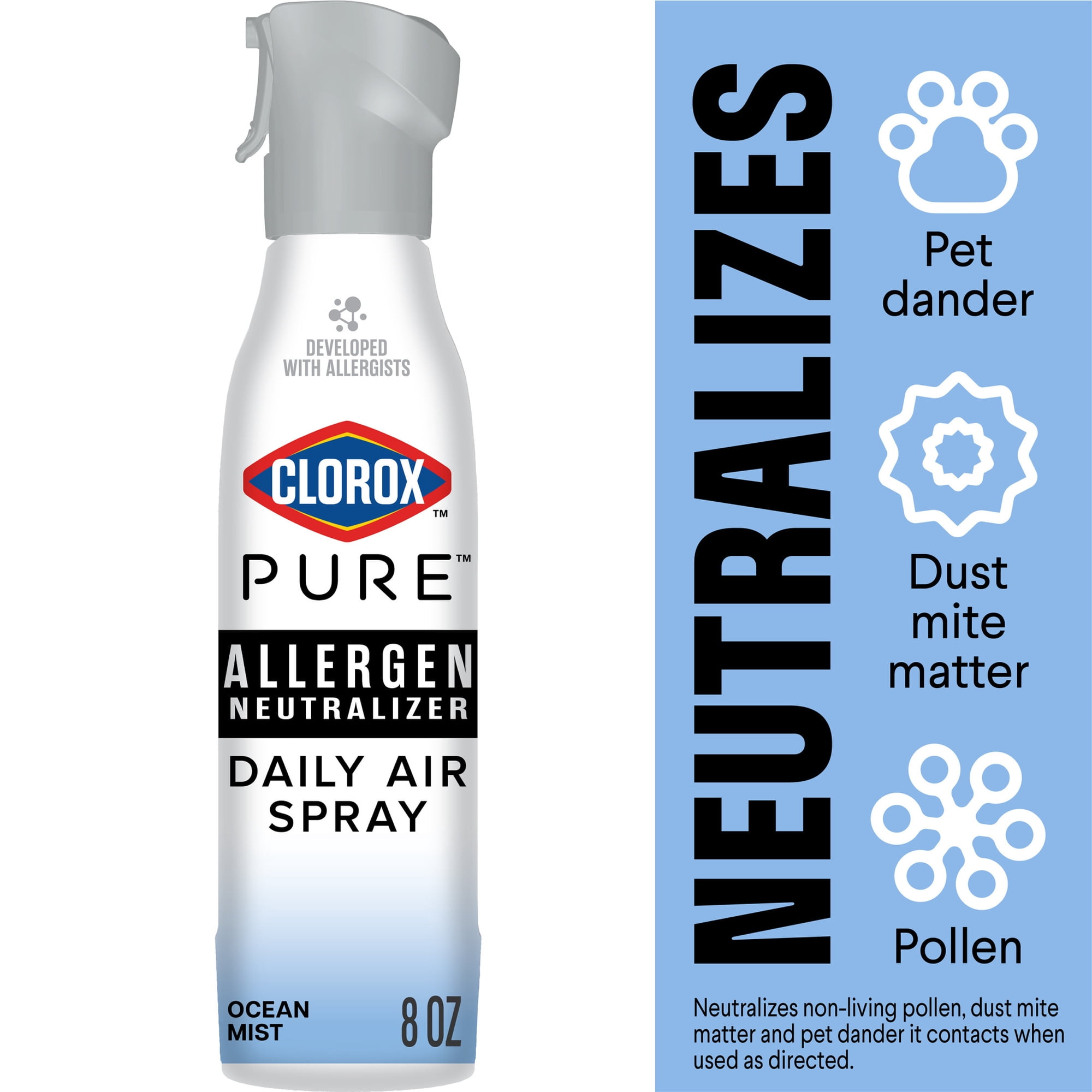 Clorox PURE Allergen Neutralizer Daily Air Spray, Ocean Mist, 8 oz. Bottle