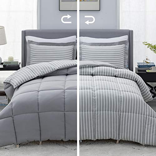 Grey Twin Size Bed in A Bag with 1 Comforter and 1 Pillow Shams Bedding Set Washable for All Season Bedsure Twin Comforter Set 2 Pieces