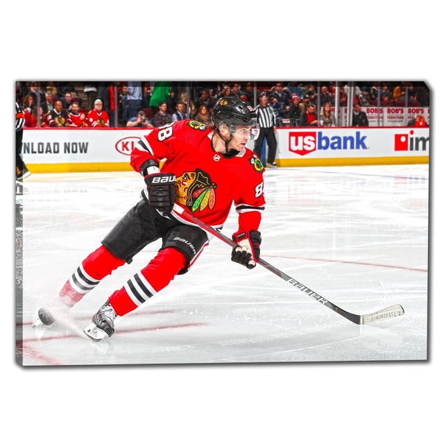 Patrick Kane 20x29 Framed Canvas Blackhawks Red-H Skating