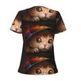 thumbnail image 4 of Naloa Animal Cat Print T-Shirts Short Sleeve V Neck Tees for Women Fashion Tops Trendy Lightweight Soft Casual Summer Outfits Clothes, 4 of 5