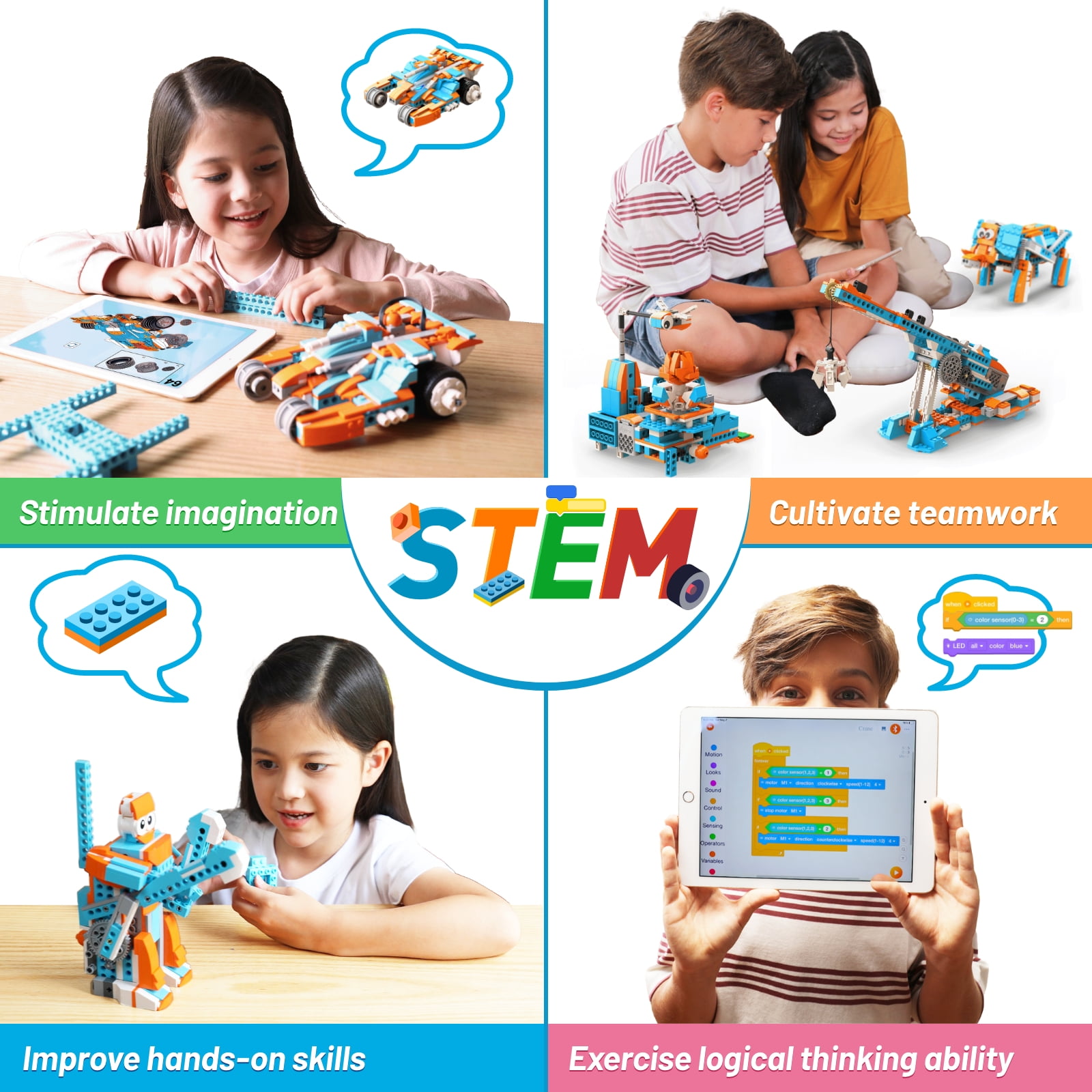 Apitor Robot S Robot Building Kit- Includes Large Storage Organizer with Sorting Plate, 10 in 1 Programmable APP RC Robot/Car Robotics Coding Kit, Birthday Gifts for Boys Girls Aged 7-12 (389 Pcs)