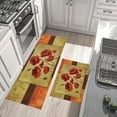 thumbnail image 3 of Floral Farmhouse Kitchen Rugs Set 2 Piece Colorful Fall Flowers Poppy Seasonal Decorative Rug for Kitchen Low-Profile Floor Mats Decorations for Home Kitchen 17x48+17x30 Inches, 3 of 6