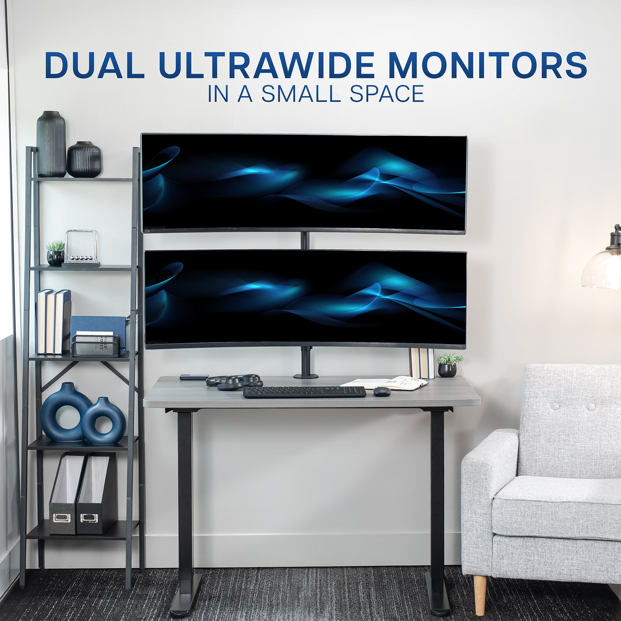 VIVO Dual Ultrawide Monitor Desk Mount, Stand for 2 Computer Screens up to 49"