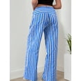 thumbnail image 3 of FEOYA Striped Wide Leg Lounge Pants for Women Drawstring Pj Pants Ladies Casual Pajama Bottoms Low Rise Drawstring Loose Sleepwear With Pockets M, 3 of 7