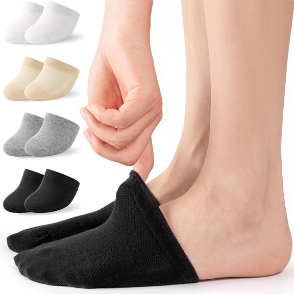 OQRKI Toe Socks for Women Mules Half Socks No Show Toe Covers Topper Non-Slip Socks Liners for Clogs & Flats 8 Pairs Half Socks