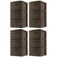 thumbnail image 1 of Sterilite 3 Drawer Decorative Plastic Weave Storage Tower, 4-Pack, Espresso, 1 of 10