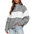 thumbnail image 3 of Akmaiox Sweatshirt for Women,Half Zip up Long Sleeve Color Block Pullover Tops, Oversized Casual Fall Streetwear Loungewear S-2XL, 3 of 9