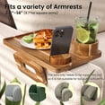 thumbnail image 3 of Danfoxer 3 in 1 Acacia Wood Couch Arm Tray,Couch Tray with Cup holder and Phone Holder,Folding Sofa Armrest Tray Clip-On Sofas Desk for Drinks,Snacks,Phone,Remote Control, 3 of 6