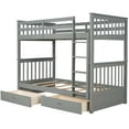 thumbnail image 3 of Aukfa Twin over Twin Bunk Bed with Two Storage Drawers, Wood Convertible Two Bed for Kids Teens - Gray, 3 of 8