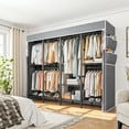 thumbnail image 3 of Covered Clothes Rack Loads 1100LBS, Heavy Duty Clothing Rack with Oxford Fabric Cover, Portable & Metal Wadrobe Closet for Hanging Clothes, Black, 76"W x 18"D x 77"H, 3 of 8