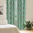 thumbnail image 2 of Ambesonne Tropic Curtains, Colorful Hawaiian Flowers, Pair of 28"x84", Dark Seafoam Multicolor, 2 of 5