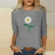 thumbnail image 2 of Camisetas Casuales de las Mujeres de Moda Impresa 3/4 Mangas Blusa Cuello Redondo para el Hogar Y Diario, 2 of 4