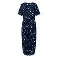 thumbnail image 5 of Women's Casual Maxi Long Nightgown Short Sleeve Soft Nightgown Sleep Dress Nightshirts with Pockets Blue M, 5 of 5