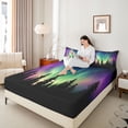 thumbnail image 4 of Homewish Aurora Borealis 4pcs Bed Sheets for Boys Girls,Abstract Gradient Starry Sky King Sheets,Jungle Woodland Super Cozy Sheet Set,Ultra Soft Home Decor, 4 of 7
