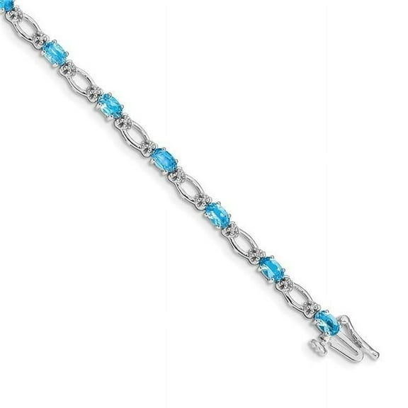 14k White Gold Diamond and Blue Topaz Bracelet BM4491